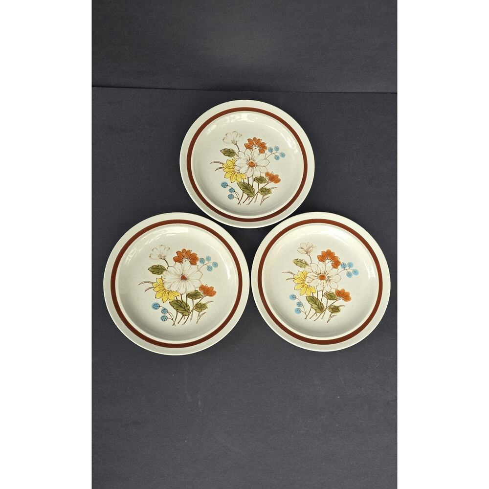 Vintage Four Seasons Early Summer Dessert Plates Set Of 3 Stoneware Japan Floral
